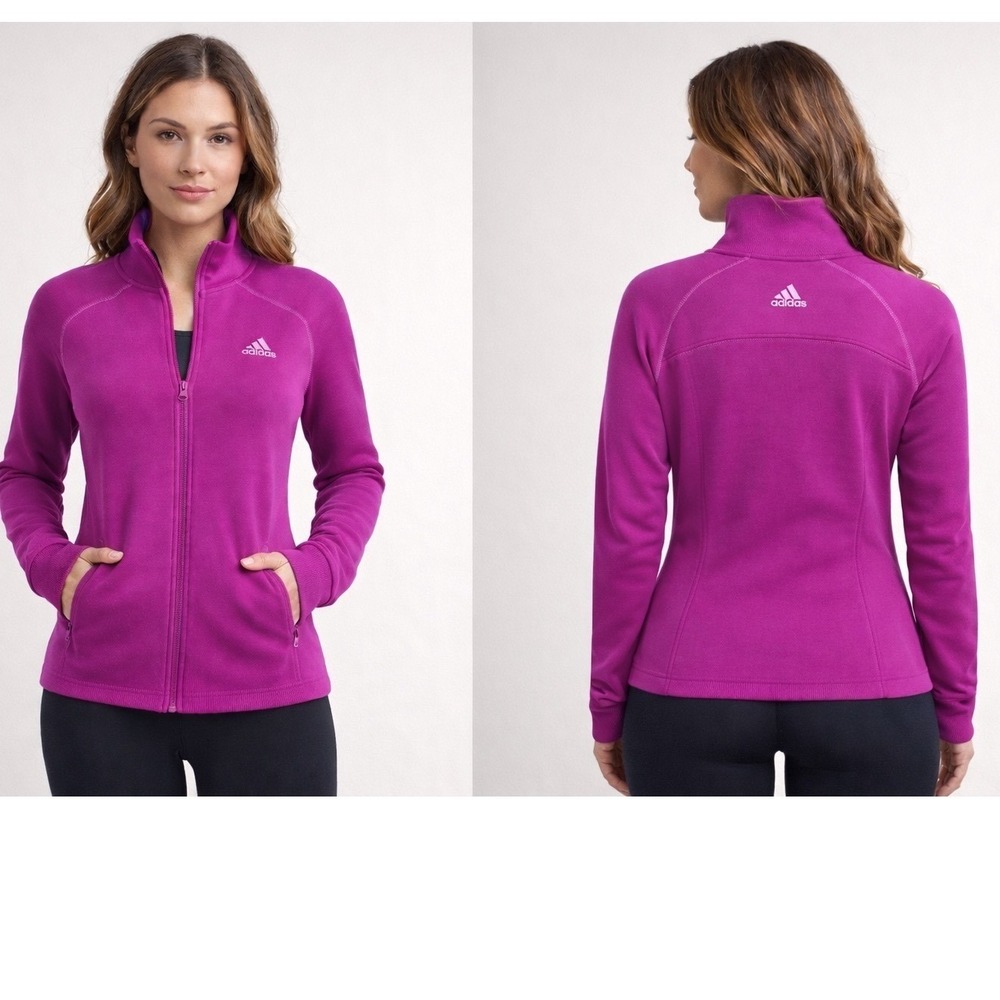 ADIDAS Magenta Climalite Golf Jacket Womens Small Full Zip Performance Pink